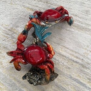 Vintage Florida Souvenir Red Crab Figurine Coastal Nautical Decor Resin
